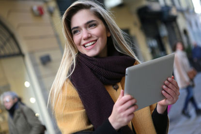 woman with tablet