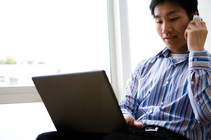 man on computer